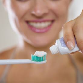 Closeup of toothbrush