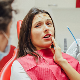Woman at dentist for root canal therapy in Wheaton