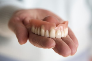 a closeup of dentures